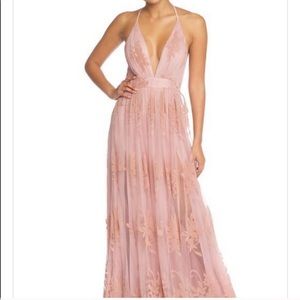 Luxxel mauve lace maxi dress
